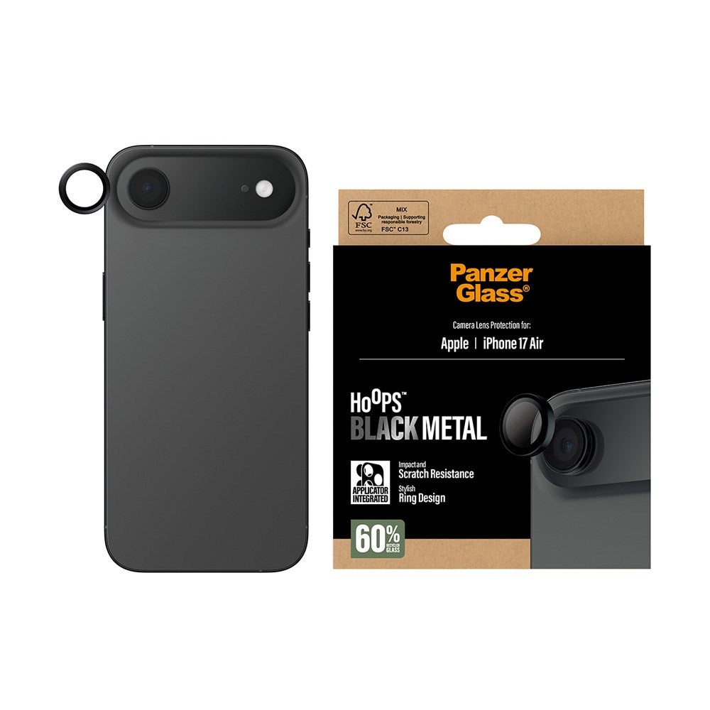 PanzerGlass iPhone Air Hoops Kameralinsebeskyttelse med Installasjonsramme - Svart