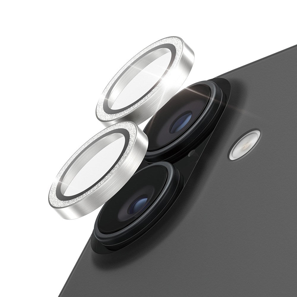 PanzerGlass iPhone 17 / 16 / 16 Plus Hoops Kameralinsebeskyttelse med Installasjonsramme - Glitter Sølv