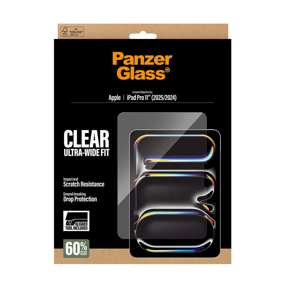 iPad Pro 11" (2025 / 2024) PanzerGlass Skjermbeskyttelsesglass med Installasjonsramme - Ultra-Wide Fit - Gjennomsiktig