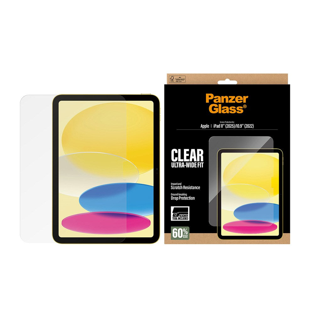 PanzerGlass iPad 11" (2025) / 10.9" (2024 / 2022) Skjermbeskyttelsesglass m. Installasjonsramme - Ultra-Wide Fit - Gjennomsiktig