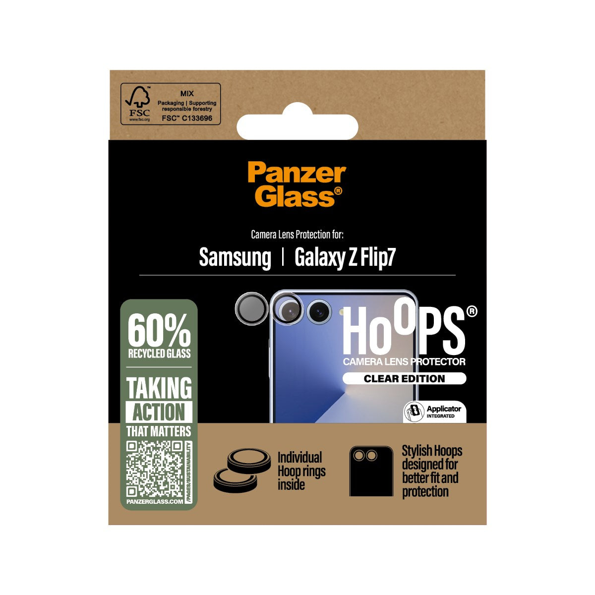 Samsung Galaxy Z Flip7 PanzerGlass Hoops Kameralinsebeskytter - Gjennomsiktig