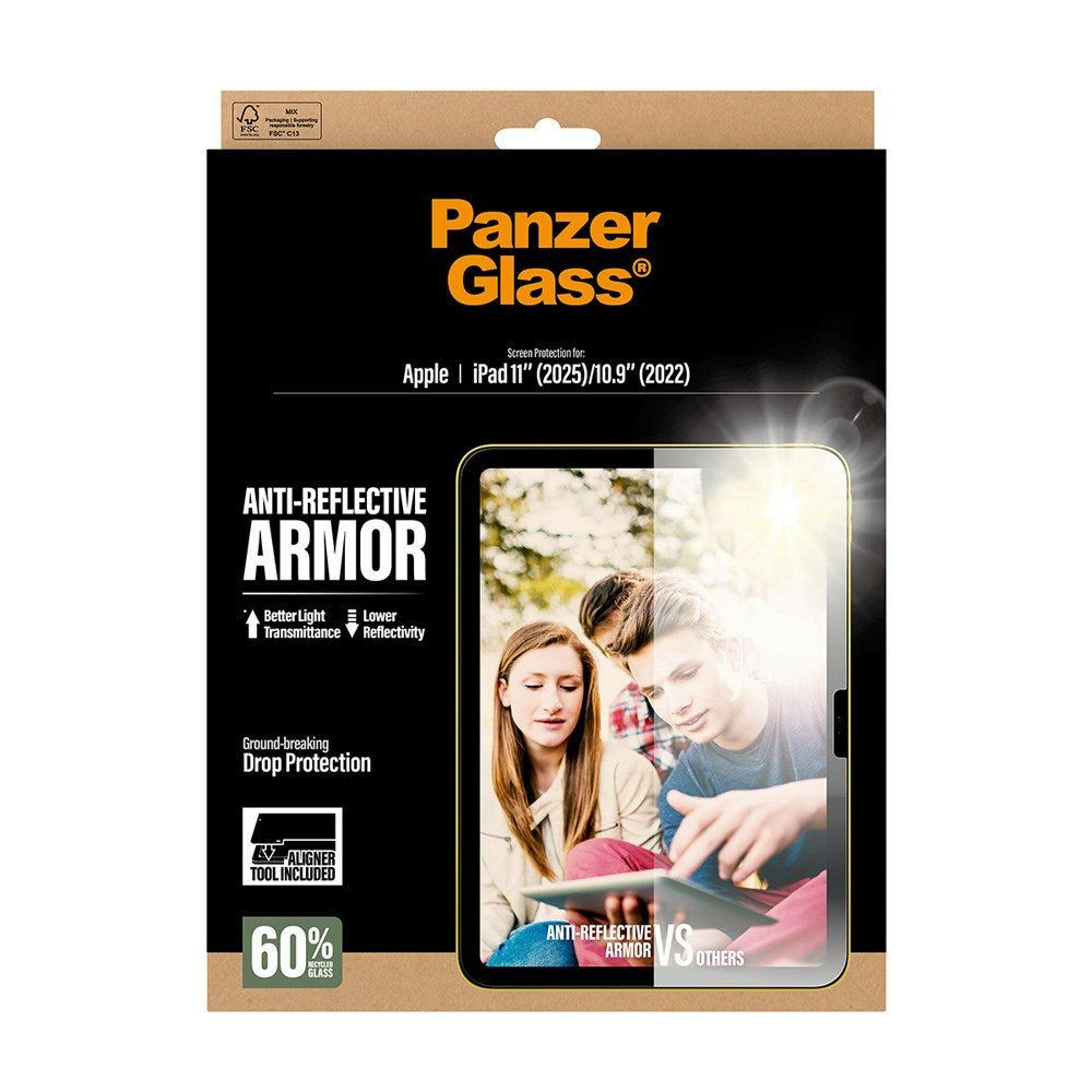 PanzerGlass iPad 11" (2025) / 10.9" (2024 / 2022) Ultra-Wide Fit Anti-Reflective Armor Skjermbeskyttelsesglass m. Installasjonsramme - Gjennomsiktig