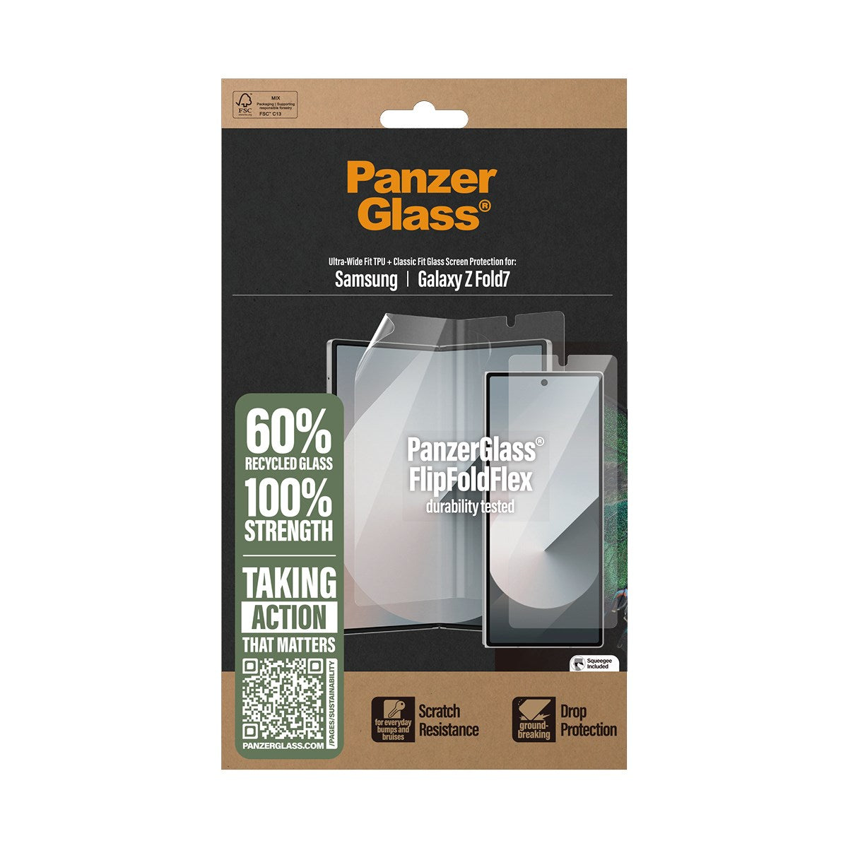 Samsung Galaxy Z Fold7 PanzerGlass FlipFoldFlex Ultra Wide Fit Film og Classic Fit Glass - Gjennomsiktig