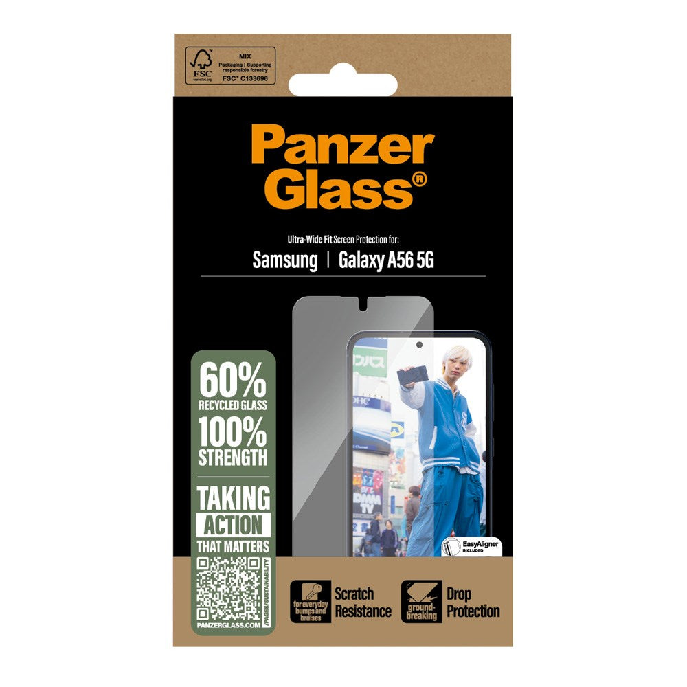 Samsung Galaxy A56 (5G) PanzerGlass Ultra Wide Fit Skjermbeskyttelse m. EasyAligner - Gjennomsiktig