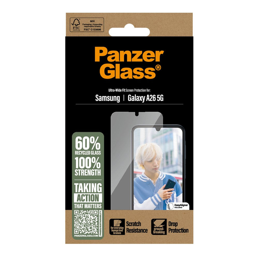 Samsung Galaxy A26 (5G) PanzerGlass Ultra Wide Fit Skjermbeskyttelse m. EasyAligner - Gjennomsiktig