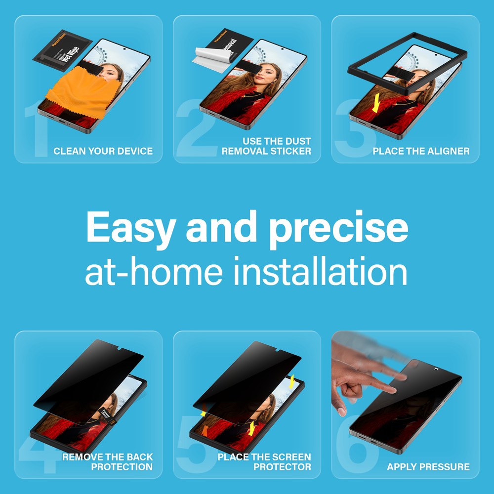 PanzerGlass Samsung Galaxy S25 Ultra - Ultra-Wide Fit Skjermbeskyttelsesglass - Privacy Funksjon - Gjennomsiktig