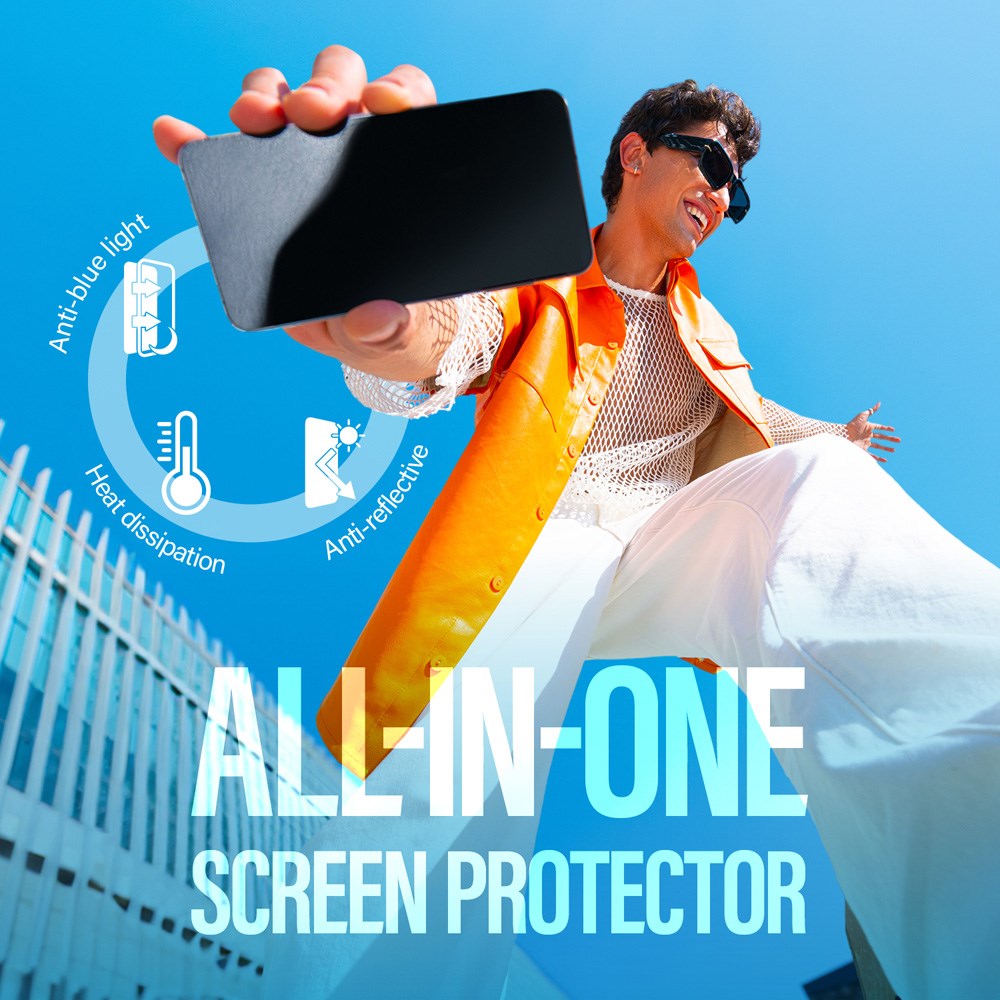 Samsung Galaxy S25+ (Plus) PanzerGlass Ultra Wide Fit All-in-One Skjermbeskyttelse - Anti-Reflective - Anti-Blue Light - Heat Dissaption - Gjennomsiktig
