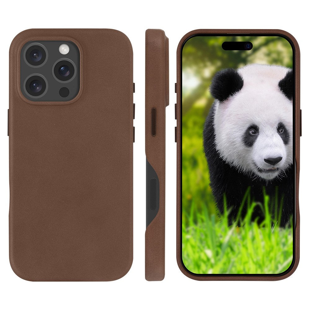Dbramante1928 iPhone 16 Pro Roskilde Deksel - 100 % Ekte Skinn - MagSafe-Kompatibel - Dark Tan
