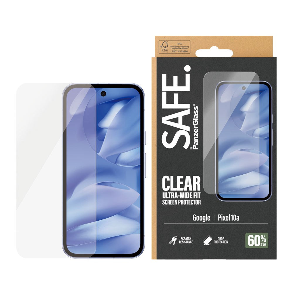 Google Pixel 10a SAFE by PanzerGlass Ultra-Wide Fit Skjermbeskyttelsesglass - Gjennomsiktig
