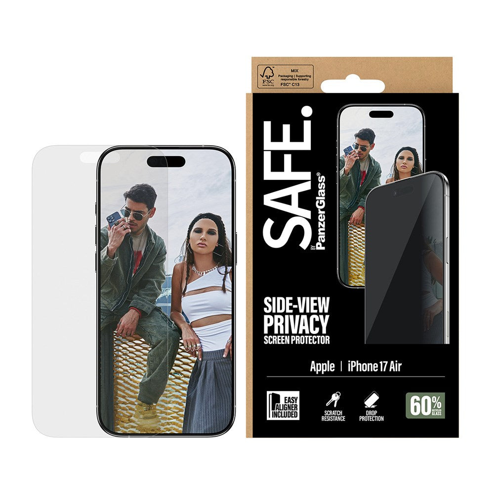 SAFE by PanzerGlass iPhone Air Ultra-Wide Fit Skjermbeskyttelsesglass - Privacy Funksjon - Gjennomsiktig