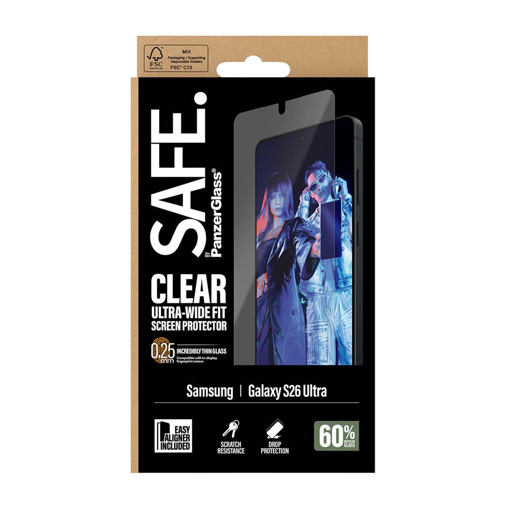 Samsung Galaxy S26 Ultra SAFE by PanzerGlass Ultra-Wide Fit Skjermbeskyttelsesglass - Gjennomsiktig