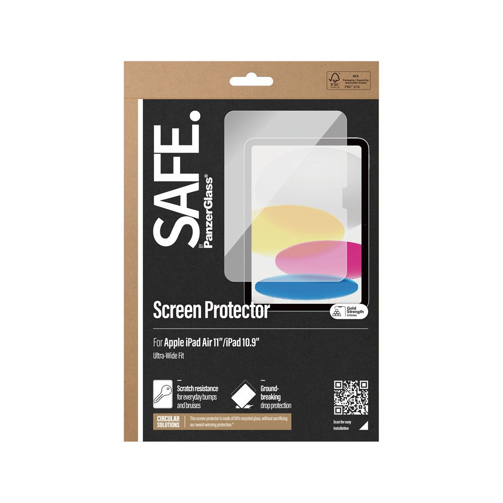iPad 11" (2025) / iPad Air 11" (2026-2024) / 10.9" (2025-2022) Safe By PanzerGlass® Ultra-Wide Fit Beskyttelsesglass - Case Friendly - Gjennomsiktig