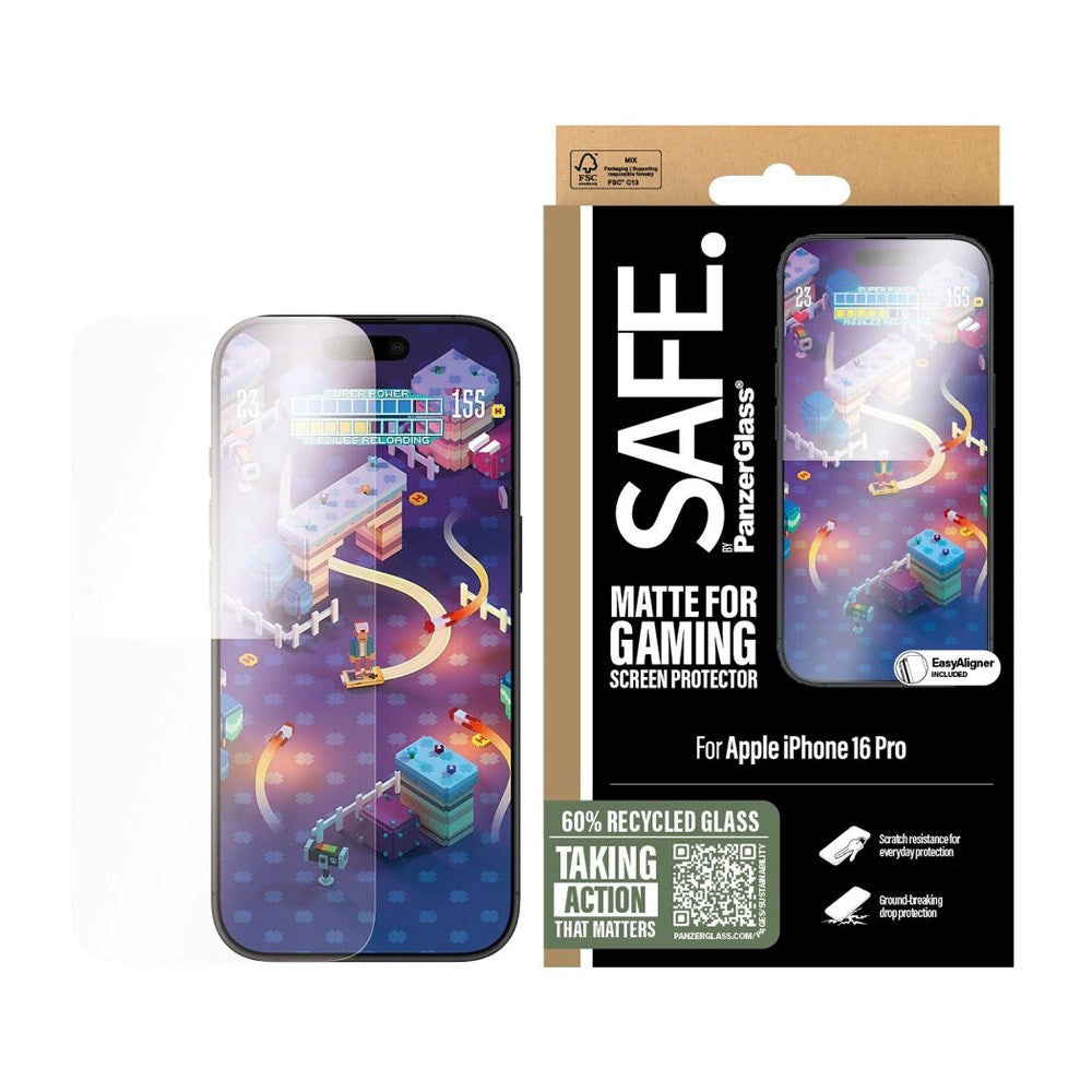 SAFE by PanzerGlass iPhone 16 Pro Ultra-Wide Fit Skjermbeskyttelsesglass - Matt Overflate -Gjennomsiktig