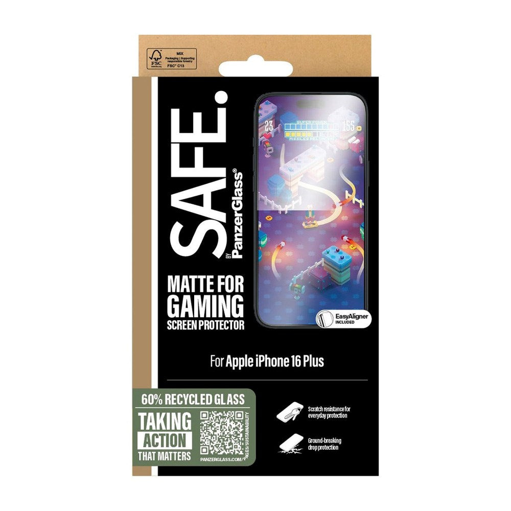 SAFE by PanzerGlass iPhone 15/16 Plus Ultra-Wide Fit Skjermbeskyttelsesglass - Matt Overflate -Gjennomsiktig