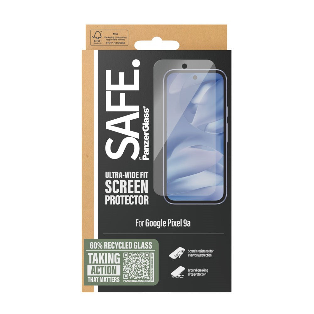 SAFE by PanzerGlass Google Pixel 9a Ultra-Wide Fit Skjermbeskyttelsesglass - Gjennomsiktig