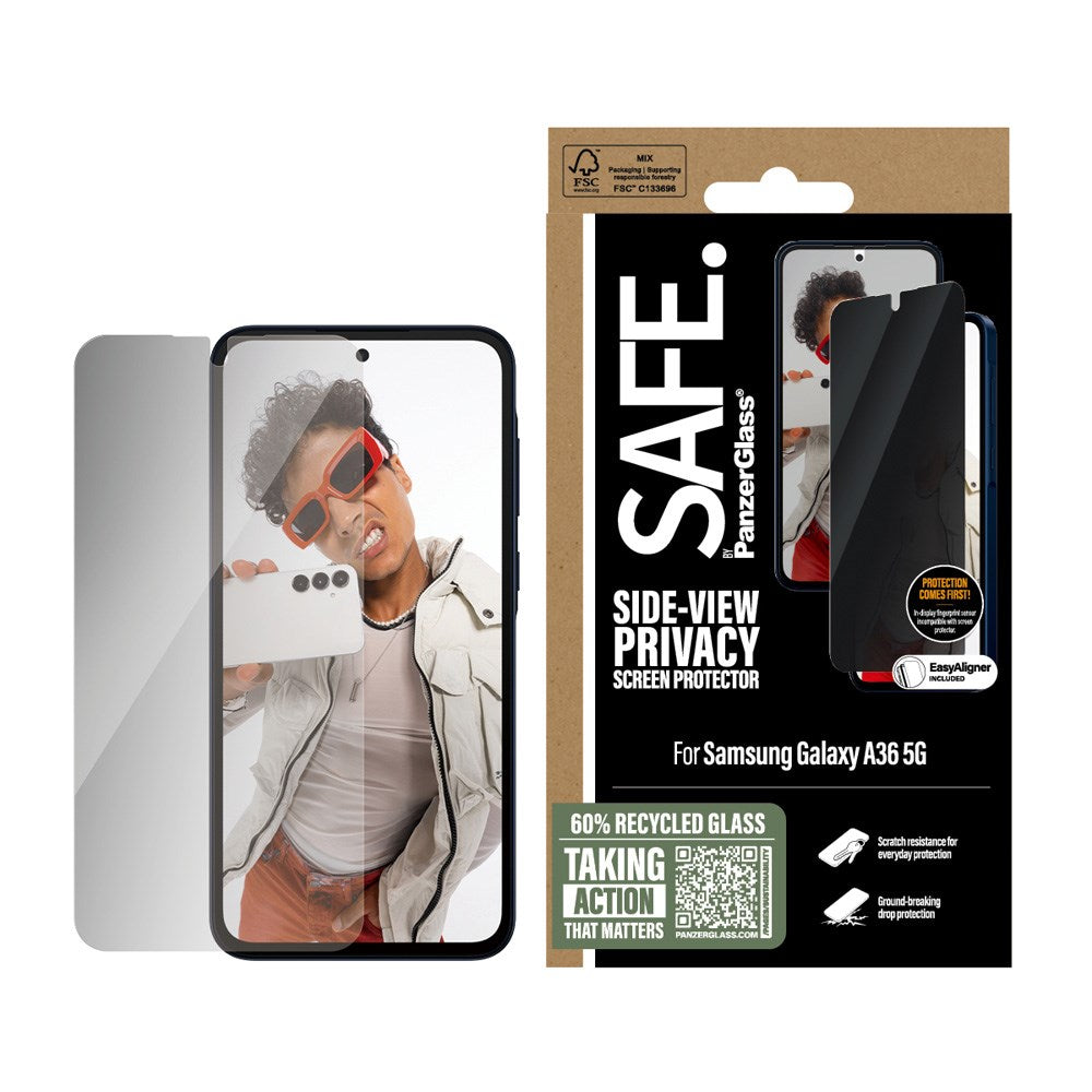 SAFE by PanzerGlass Samsung Galaxy A36 (5G) Ultra-Wide Fit Skjermbeskyttelsesglass - Privacy Funksjon - Gjennomsiktig