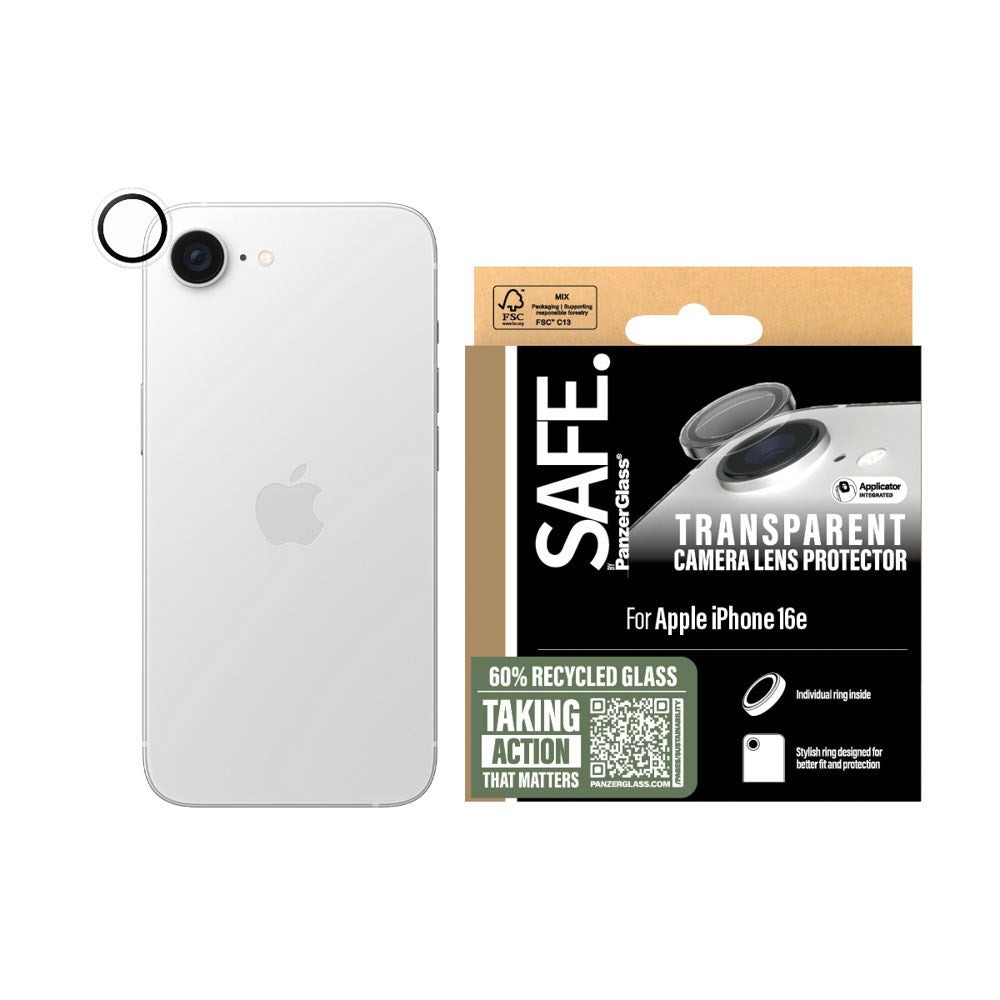 iPhone 17e / 16e Safe By PanzerGlass Kamerabeskyttelse - Resirkulert glass - Gjennomsiktig