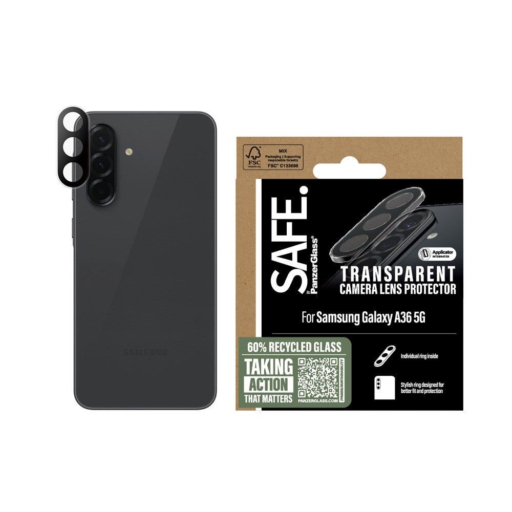 Samsung Galaxy A36 (5G) Safe By PanzerGlass Kamerabeskyttelse - Resirkulert glass - Gjennomsiktig