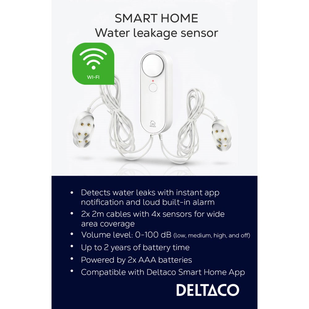 Deltaco Smart Home Vannlekkasje Sensor - Hvit