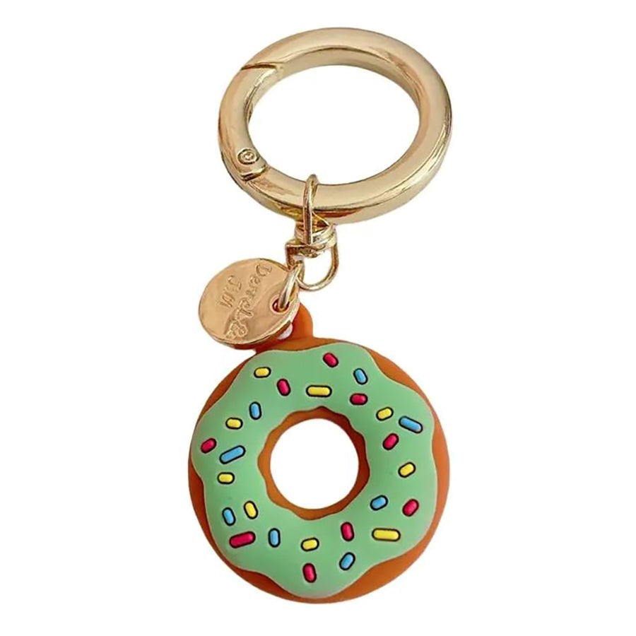 AirTag 1. & 2. Gen. Silikonetui med Rund Karabinkrok - Donut - Grønn