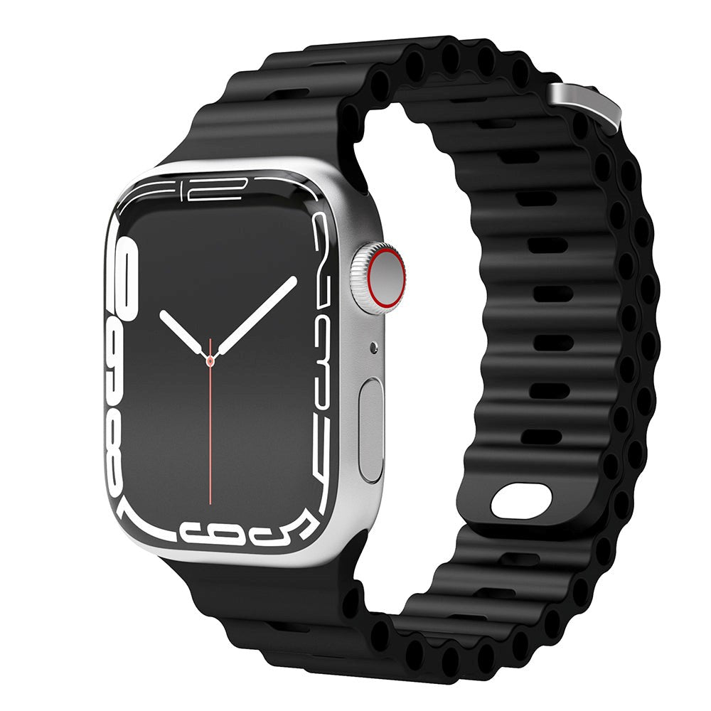 Vonmählen Apple Watch (38/40/SE/41/42mm) Wave Band Silikon Reim - Svart
