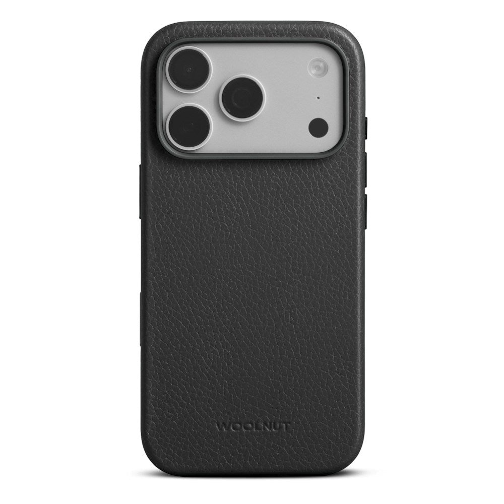 iPhone 18 Pro Max WOOLNUT Ekte Skinn Deksel - MagSafe Kompatibel - Svart