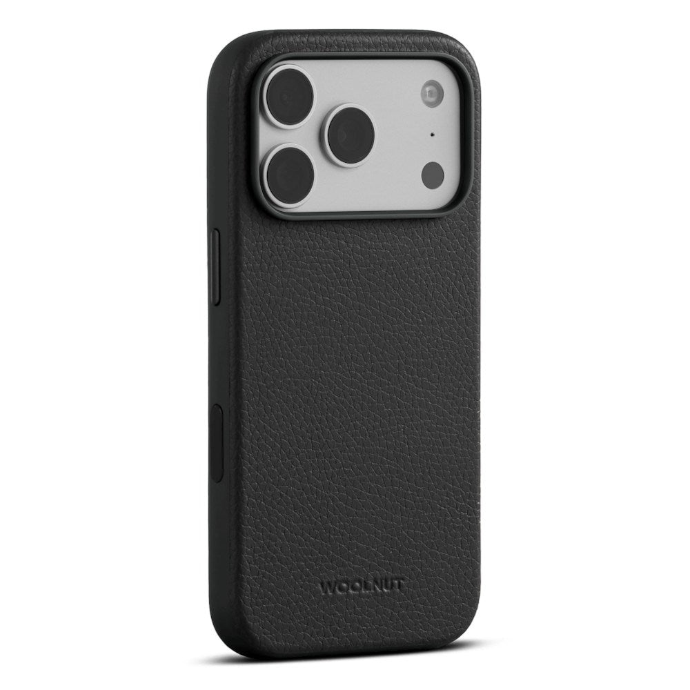iPhone 18 Pro WOOLNUT Ekte Skinn Deksel - MagSafe Kompatibel - Svart