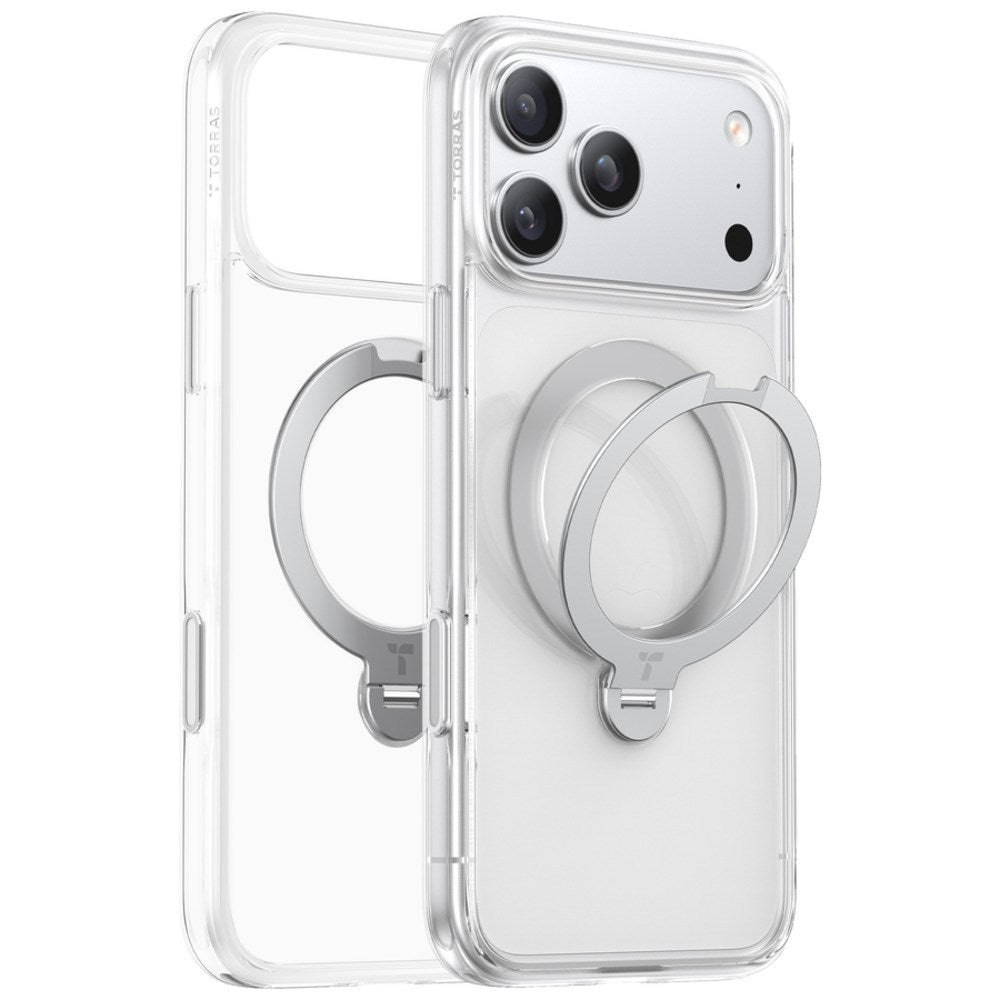 iPhone 18 Pro Max / 17 Pro Max TORRAS Ostand Q3 Spin Deksel - MagSafe Kompatibel - Gjennomsiktig