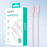 Aukey CB-SCC101 100W USB-C til USB-C-Kabel - 1m - Rosa