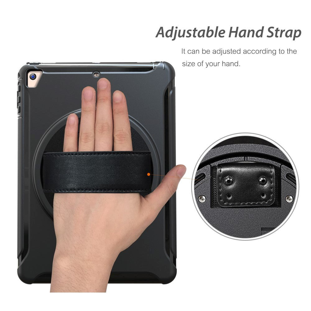 iPad 9.7" Håndverker Deksel med 360 Graders Håndholder & Stativfunksjon - Svart