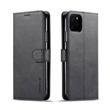 iPhone 11 Pro Max Kunstskinn Flip Deksel m. Kortholder & Ståfunksjon - Svart