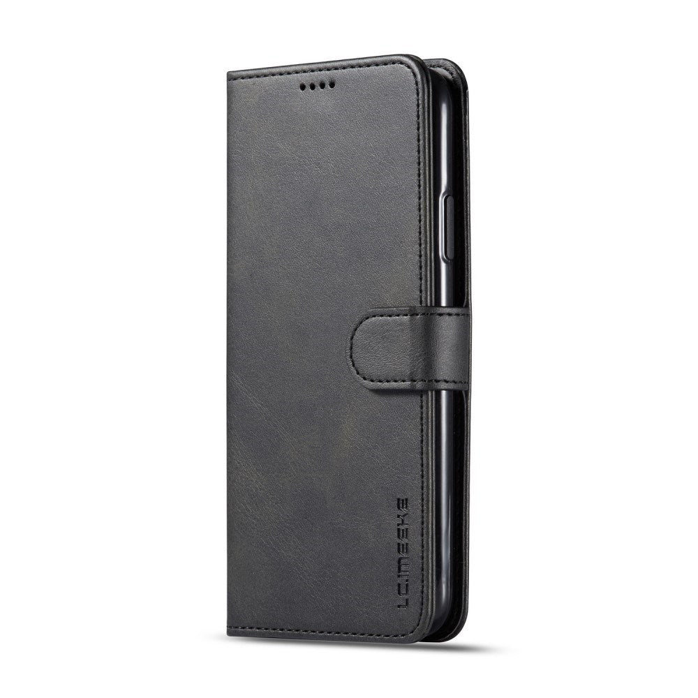 iPhone 11 Pro Max Kunstskinn Flip Deksel m. Kortholder & Ståfunksjon - Svart