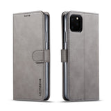 iPhone 11 Pro Max Kunstskinn Flip Deksel m. Kortholder & Ståfunksjon - Grå