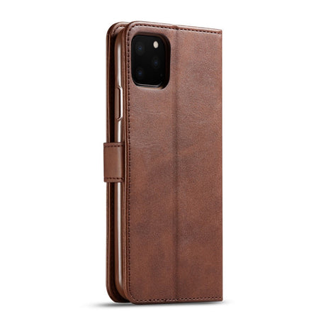 iPhone 11 Pro Max Kunstskinn Flip Deksel m. Kortholder & Ståfunksjon - Mørkbrun