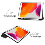 iPad 10.2" (2021 / 2020 / 2019) Skinn Deksel m. Holder Til Apple Pencil - Svart