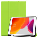 iPad 10.2" (2021 / 2020 / 2019) Skinn Deksel m. Holder Til Apple Pencil - Grønn