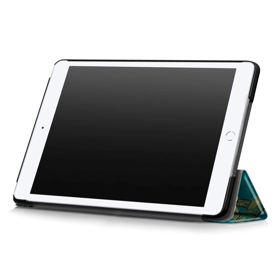 iPad 10.2" (2021 / 2020 / 2019) Skinn Deksel m. Tri-Fold - Hvite Blomster