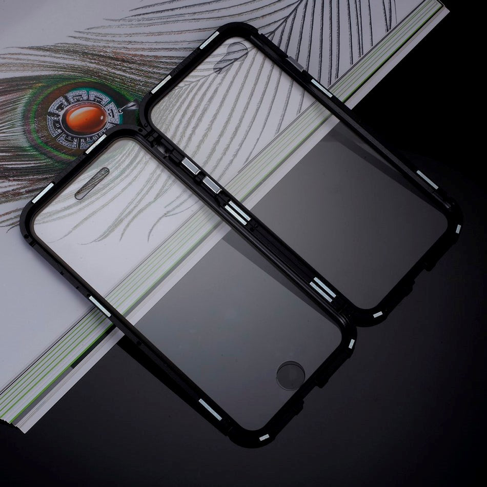 iPhone SE (2022/2020)/8/7 360⁰ Magnetisk Deksel m. Glass Foran & Bak - Svart