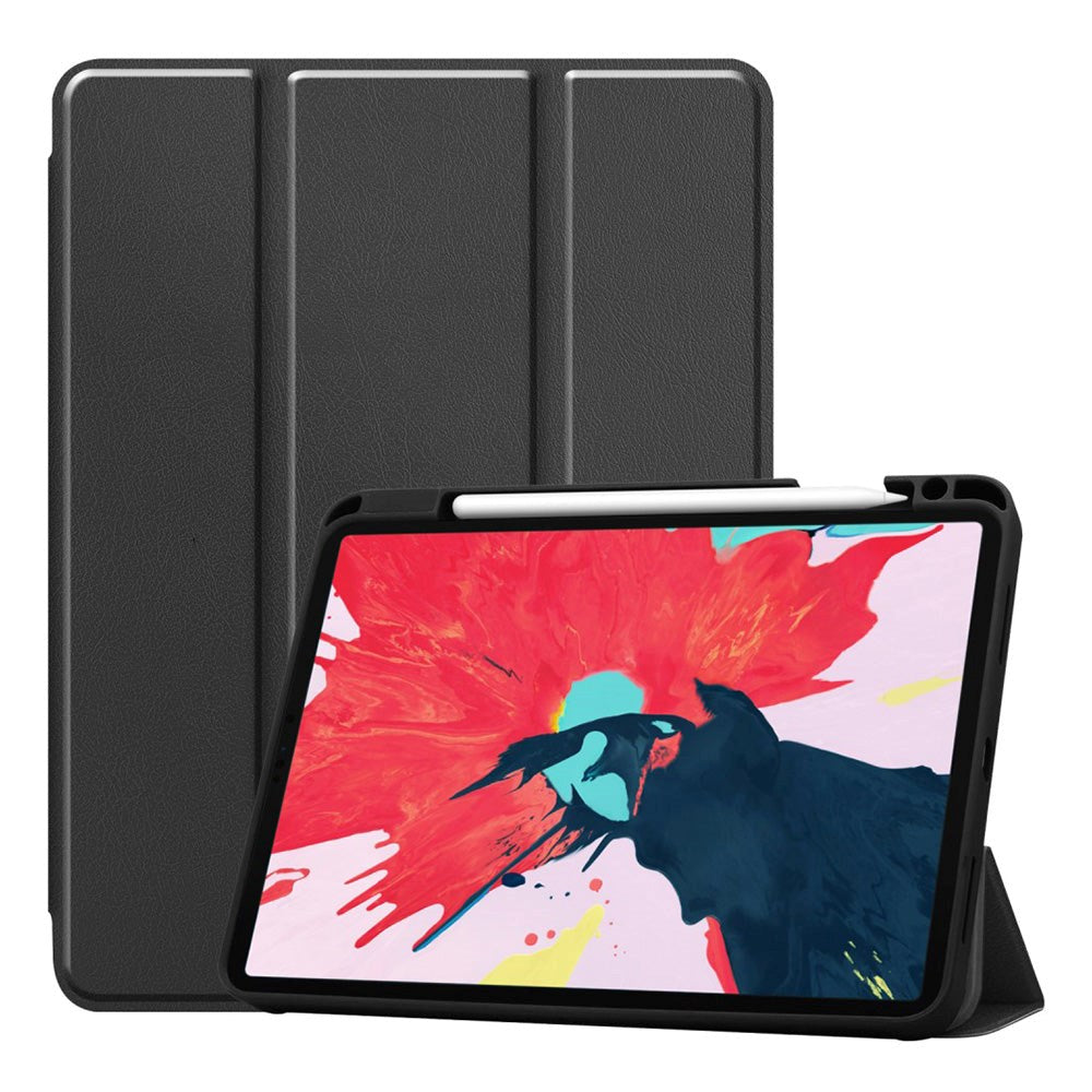 iPad Air 11-10.9" (2026-2020) / Pro 11" (2022-2018) Tri-fold Skinn Deksel m. Stativ & Wake-Up - Svart