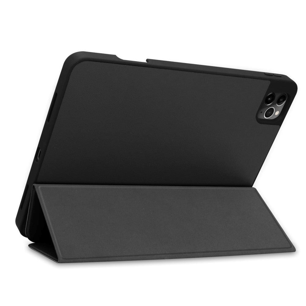 iPad Air 11-10.9" (2026-2020) / Pro 11" (2022-2018) Tri-fold Skinn Deksel m. Stativ & Wake-Up - Svart