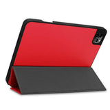iPad Pro 11" (2022/2021/2020/2018) / iPad Air (2022/2020) Tri-fold Skinn Deksel m. Stativ & Wake-Up - Rød