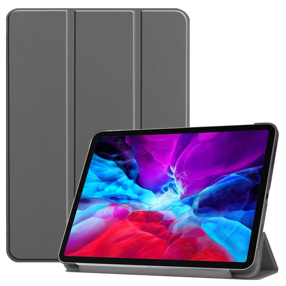 iPad Pro 12.9" (2022-2018) / Air 13" (2026-2024) Skinn Deksel m. Wake-Up & Stativ - Grå