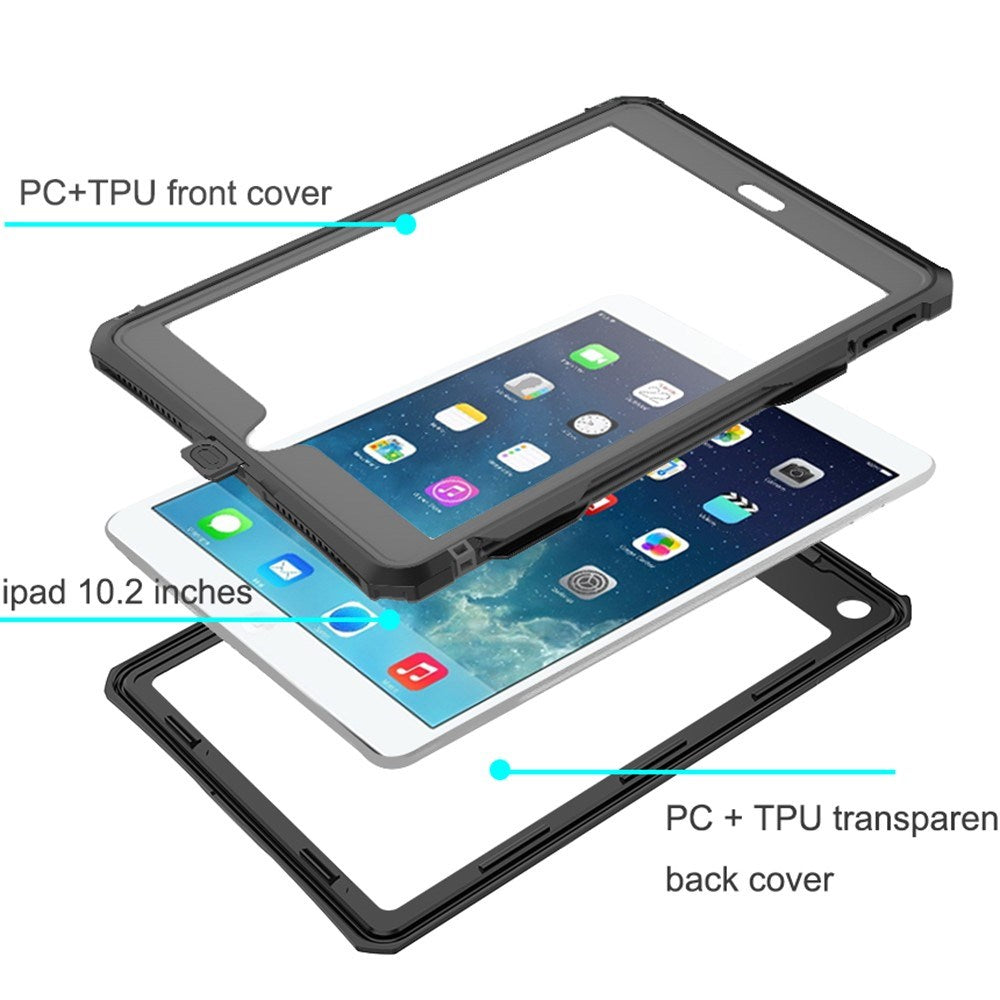 iPad 10.2" (2021/2020/2019) EIDERWOOD Vanntett Deksel - Svart / Gjennomsiktig