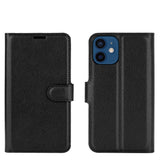 EIDERWOOD iPhone 12 Mini Kunstskinn Flip Deksel m. Kortholder & Ståfunksjon - Svart
