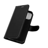 EIDERWOOD iPhone 12 Mini Kunstskinn Flip Deksel m. Kortholder & Ståfunksjon - Svart