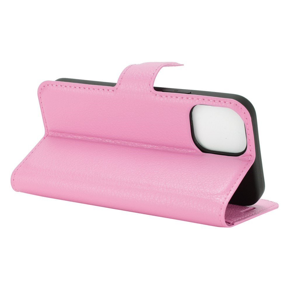 EIDERWOOD iPhone 12 Mini Kunstskinn Flip Deksel m. Kortholder & Ståfunksjon - Rosa