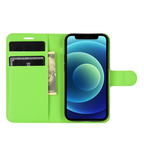 EIDERWOOD iPhone 12 Mini Kunstskinn Flip Deksel m. Kortholder & Ståfunksjon - Grønn