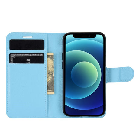 EIDERWOOD iPhone 12 Mini Kunstskinn Flip Deksel m. Kortholder & Ståfunksjon - Blå
