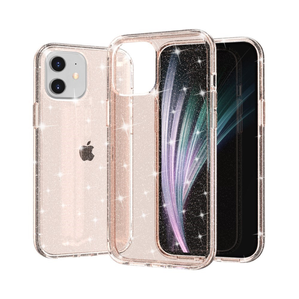 iPhone 12 Mini Deksel med Glimmer - Gjennomsiktig / Gull