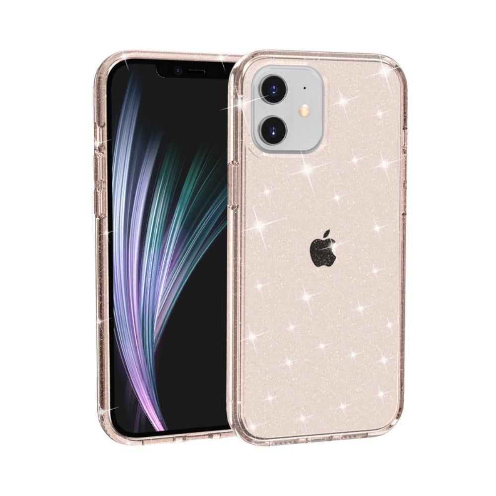 iPhone 12 Mini Deksel med Glimmer - Gjennomsiktig / Gull